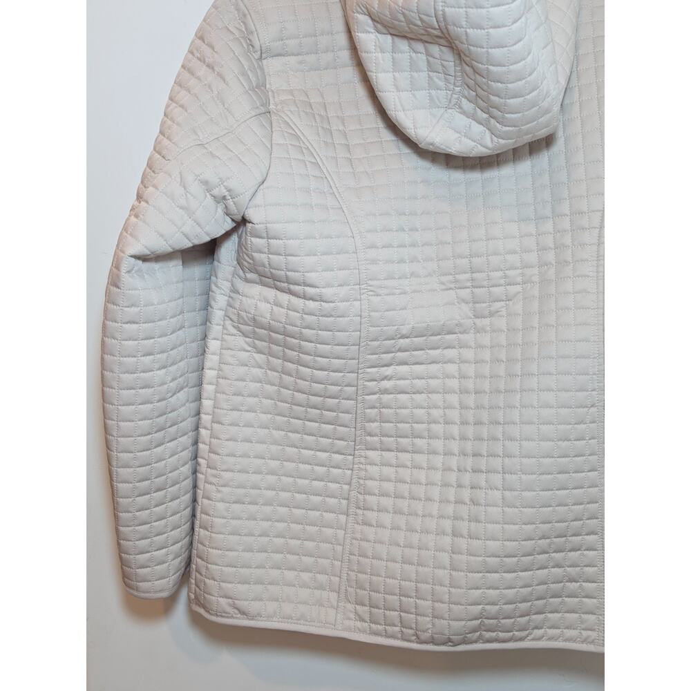 Lands End Hooded Puffer Jacket Womens M Ice Tan Lightweight Quilted Coat - Picture 6 of 9